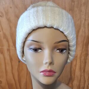 by Anthropologie Beanie Women OS Ivory Minimalist Neutral Winter Cozycore